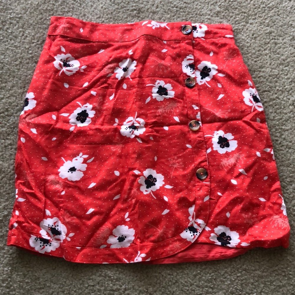 Orange floral mini skirt